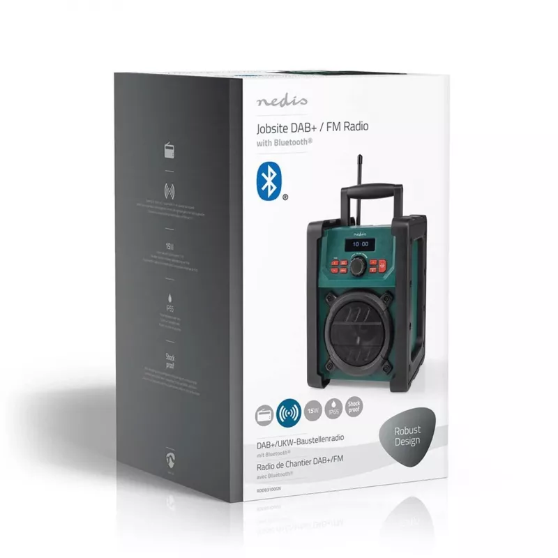 Radio Nedis RDDB3100GN 15W Bluetooth IP65 Schwarz/Grün