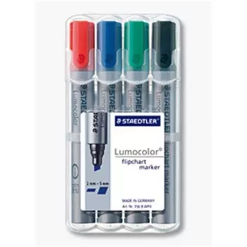 Staedtler 356 B WP4 Flipchart-Marker-Set, 4 Stück, Schwarz Blau Grün Rot