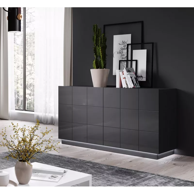 Cama Sideboard 2D REJA graphitgrau glänzend/graphitgrau glänzend