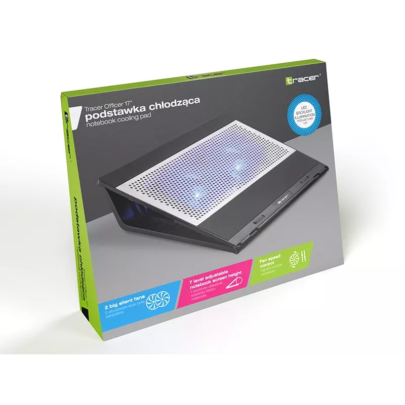 Tracer Officer 17 TRASTA46890 Laptop-Kühlpad, 17 Zoll (43,2 cm), 1100 U/min, USB-Hub, blaue LED