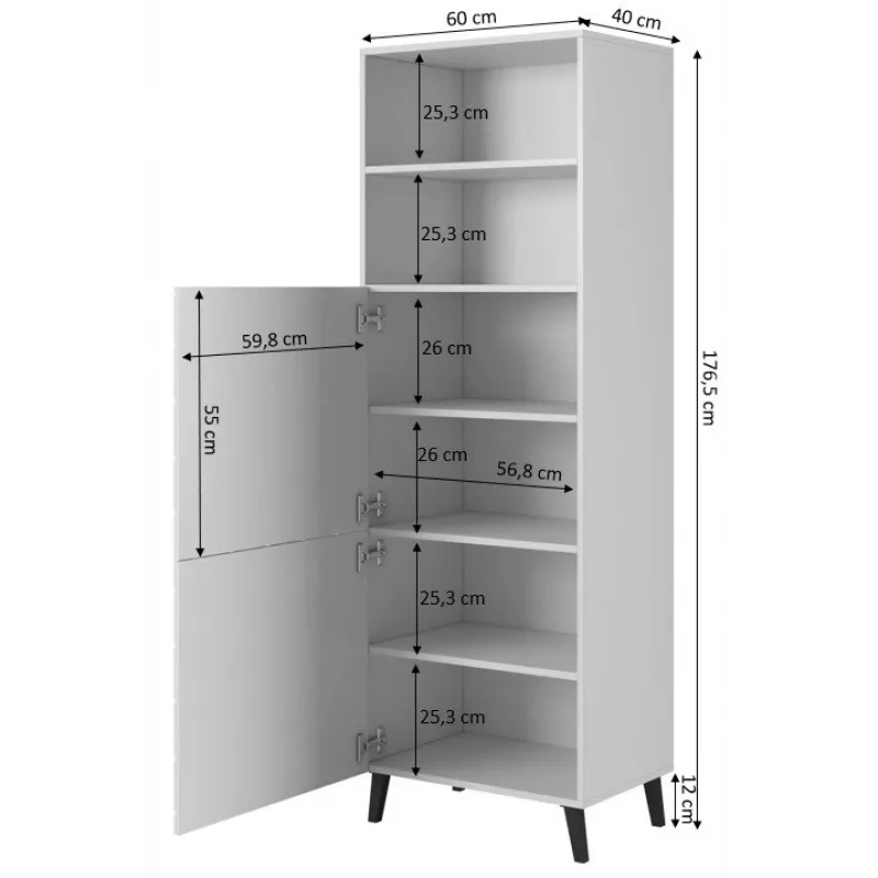 Aufbewahrungsschrank cama meble ABETO 60×40×176,5 cm Graphit/glänzendes Graphit