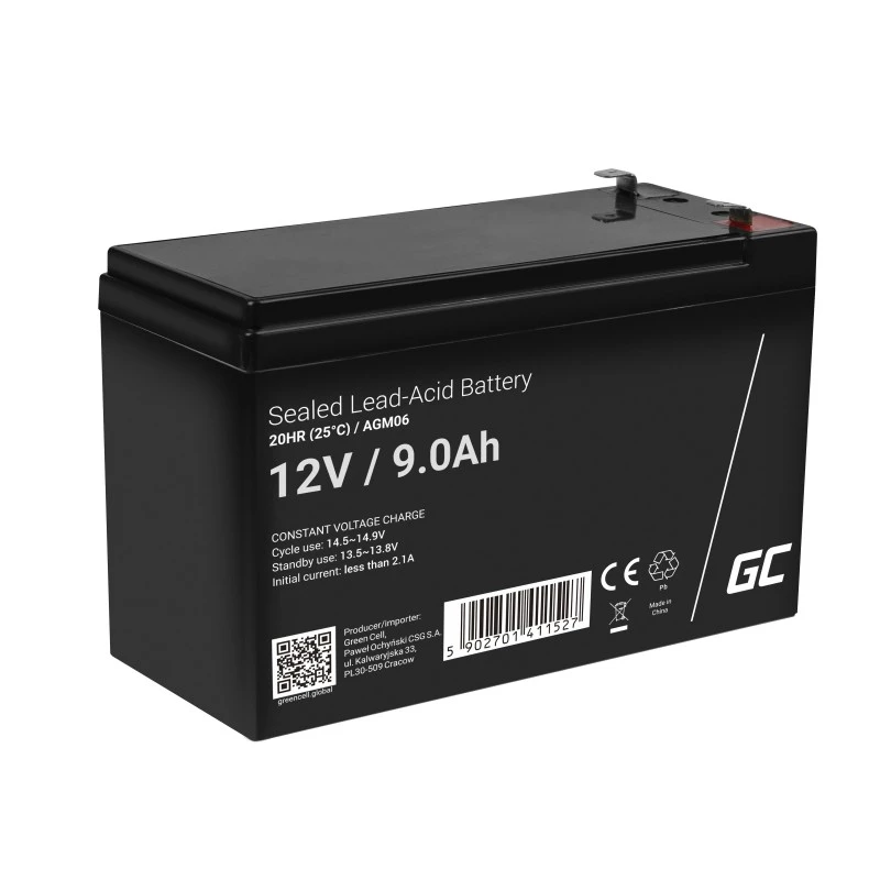 USV-Batterie Green Cell AGM06 — 12 V 9 Ah Blei-Vlies (VRLA) 95 × 151 × 65 mm, 2,3 kg