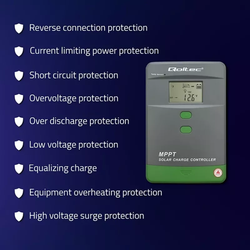 Solar-Laderegler QOLTEC MPPT 50A 12V/24V mit LCD, Modell 53664