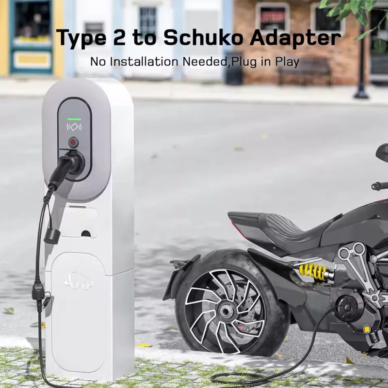 AKYGA AK-SC-E28 Typ-2-auf-Schuko-Adapterkabel für EV-Ladegeräte 16A 0,3m Schwarz