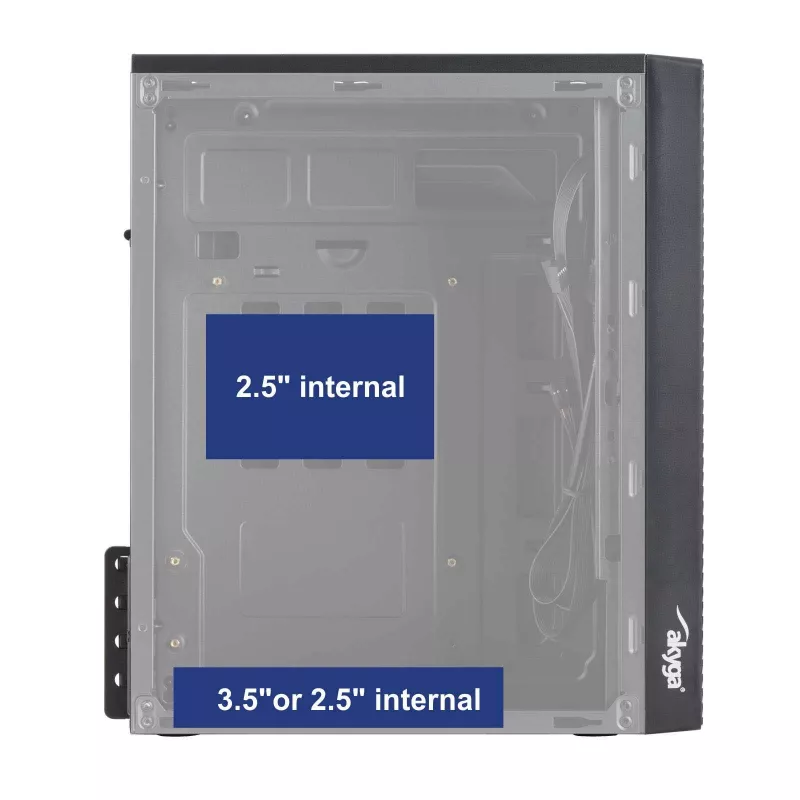 Akyga AK36BK Micro-ATX-PC-Gehäuse, Micro ATX / Flex ATX / Mini ITX, USB 3.0 + USB 2.0, ohne Netzteil, schwarz