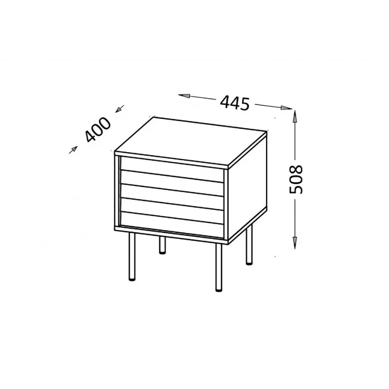 Nachtschrank, 2 Stk. CORTINA 45x40x51 schwarz/Walnuss