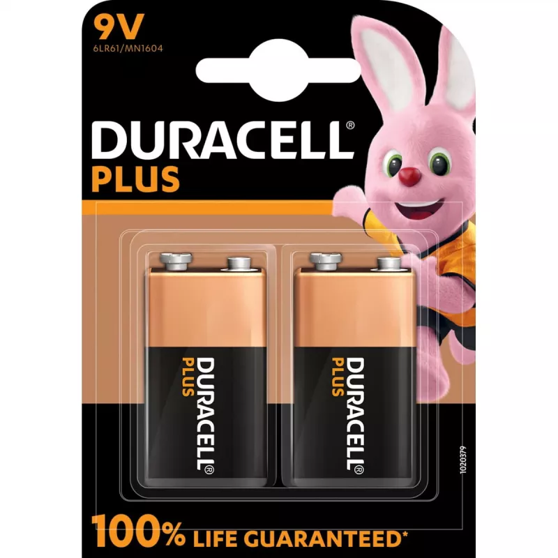 Duracell Plus 9V-Batterie (MN1604 / 6LR61), 2er-Pack