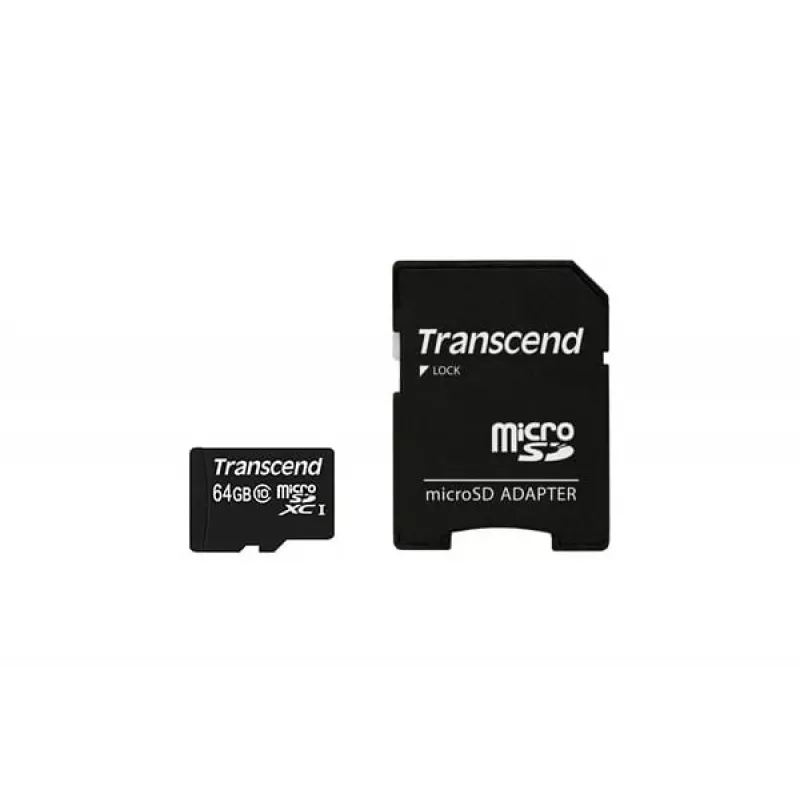 Flash Memory Transcend 64GB MicroSDXC Class 10 Adapter