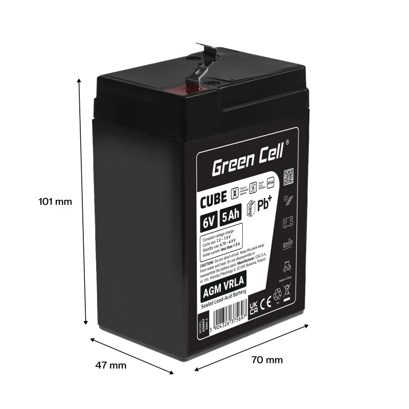 UPS-Batterie Versiegelte Blei-Säure Green Cell AGM6V5AH-J 6 V 5 Ah