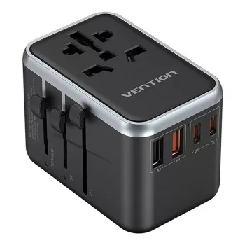 Vention 65-W-GaN-Reiseadapter und Ladegerät, 2x USB-A 2x USB-C, schwarz