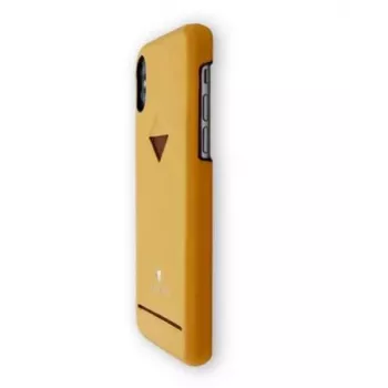 Kartenfach-Hülle VixFox für iPhone XR, senfgelb, schlanke Schutzhülle mit Kartenfach