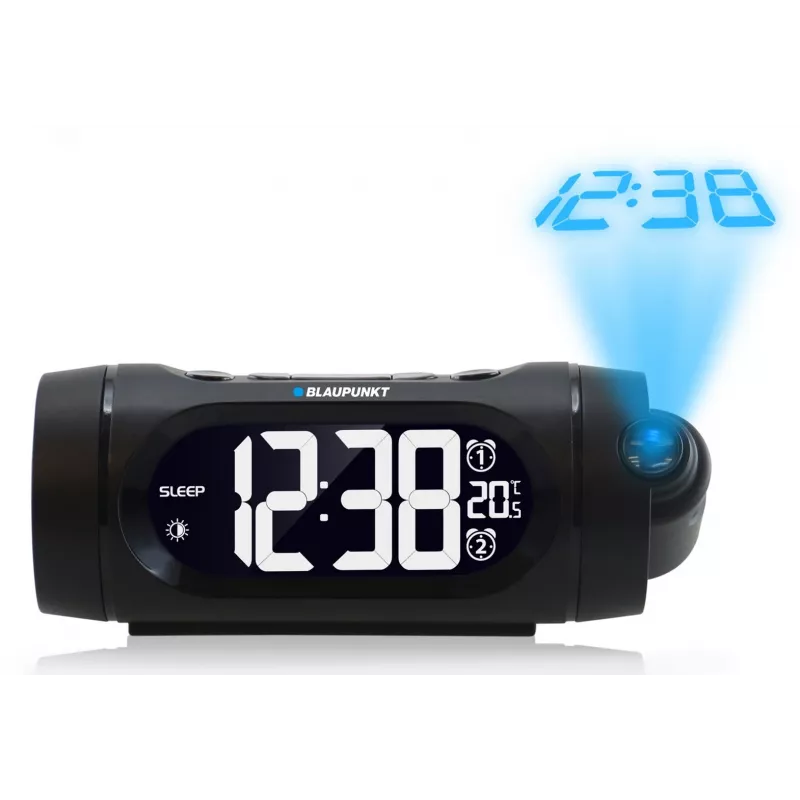 Blaupunkt CRP9BK Radiowecker, FM PLL, Projektor, 2 Weckzeiten, USB-Ladefunktion, Innentemperatur, Schwarz