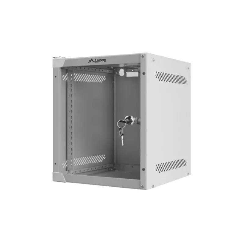 Lanberg WF10-2306-10S 10" Wandschrank (Rack) 6U, 336×280×310 mm, Glastür, 20 kg, grau (RAL 7035)