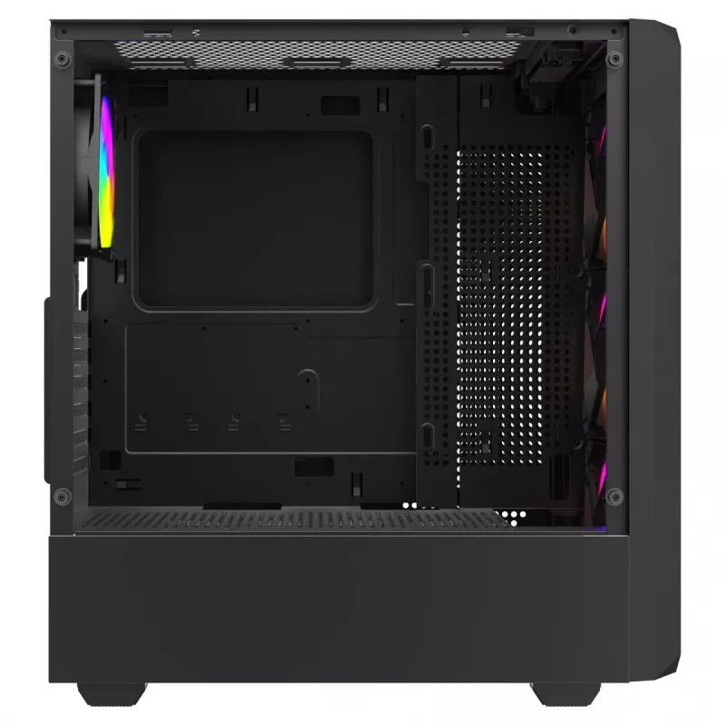Savio Noctis Glass RGB Cube PC-Gehäuse, ATX/Micro-ATX/Mini-ITX, Front aus Hartglas, RGB-Lüfter, schwarz