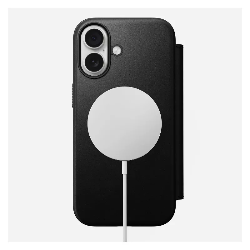 Folio-Handyhülle Nomad Modern Leather Folio für Apple, geeignet für Bildschirme bis 16 cm (6,3 Zoll), Schwarz
