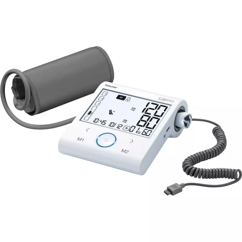 Beurer BM 96 Cardio Oberarm-Blutdruckmessgerät mit EKG, Weiß/Grau