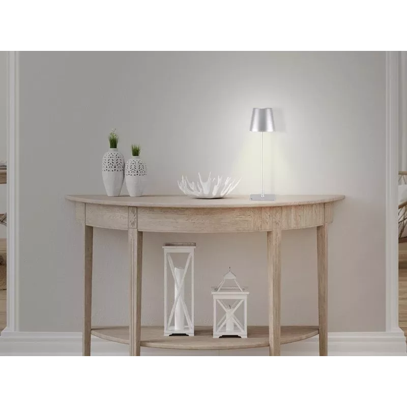 Beper P201UTP117 aufladbare LED-Tischlampe, 1,5 W, Touch-Schalter, dimmbar, 33-mm-Flaschenadapter, wasserbeständig, silber