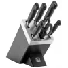 Messer-/Messerblockset ZWILLING 35145-007-0 – 7-teilig mit Kochmesser, Schälmesser, Brotmesser, Küchenschere, schwarzer Block