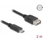 DELOCK USB 2.0 Kabel 2 m — USB C auf USB A, 0,48 Gbit/s, vergoldete Kontakte, schwarz