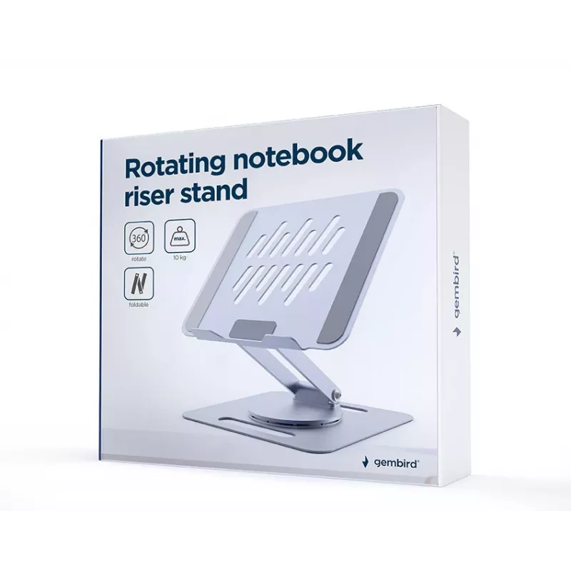 Notebook-Riser-Ständer GEMBIRD NBS-DR1-01 – drehbare Basis, höhenverstellbar, Space Grey