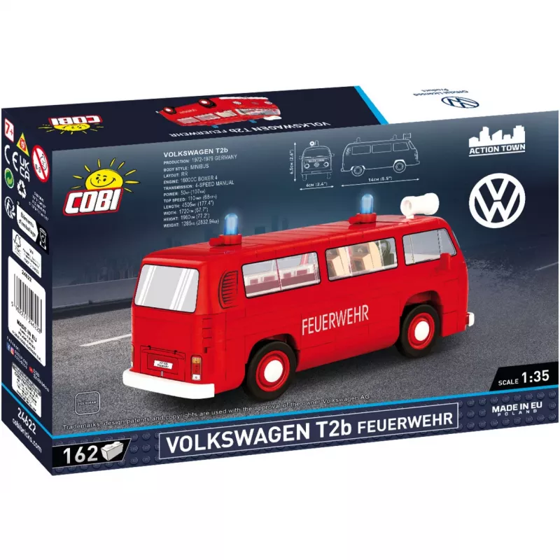Konstruktionsspielzeug Cobi Volkswagen T2b Feuerwehr 1:35 Maßstab, rot