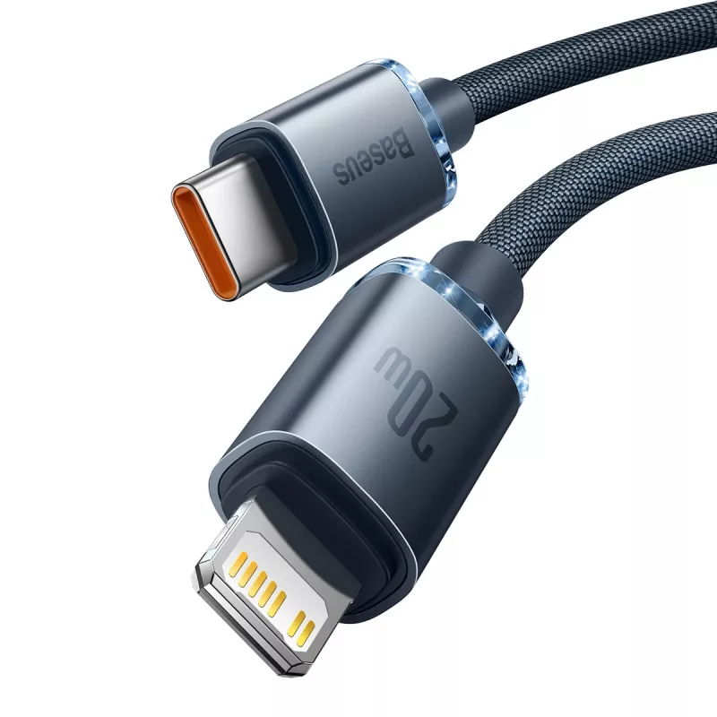 Baseus Crystal Shine CAJY000301 USB-C-auf-Lightning-Kabel, 20 W PD, 2 m, Schwarz
