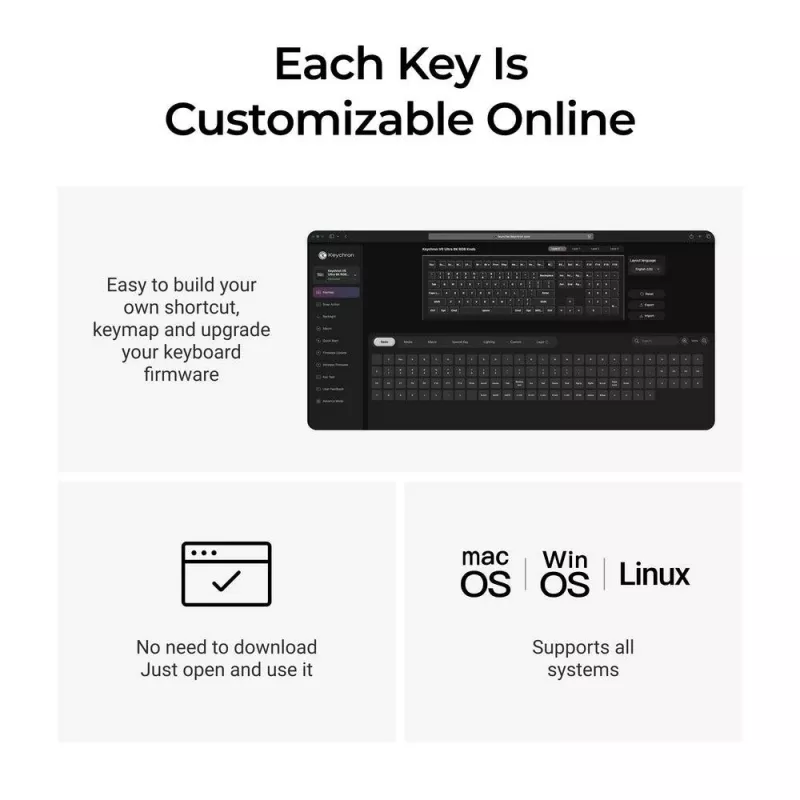 Mechanische Tastatur Keychron V6 Ultra 8K – Full-Size 100% QWERTY, Bluetooth, RGB, Schwarz