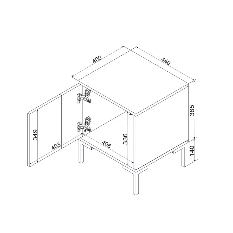 Nachttisch Cama Meble MERCI 44x40x52,5 cm, schwarz und Eiche, MDF/Spanplatte, 2er-Pack