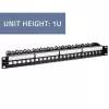Qoltec 54516 19-Zoll-Rack-Patchpanel, 24 Ports, 1U, UTP, Schwarz
