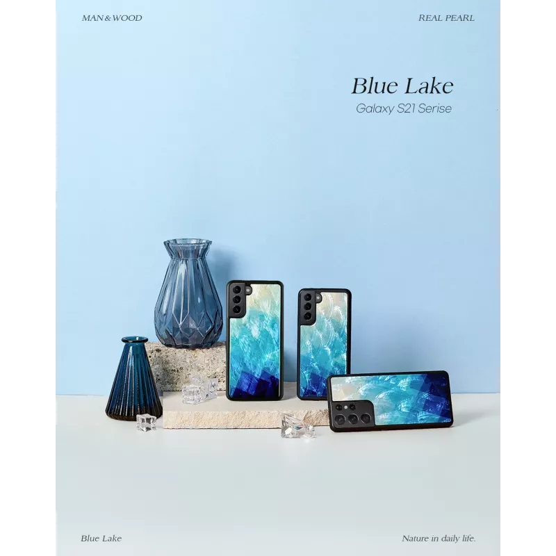 Handyhülle iKins für Samsung Galaxy S21+ – schützende Rückabdeckung, blue lake Schwarz