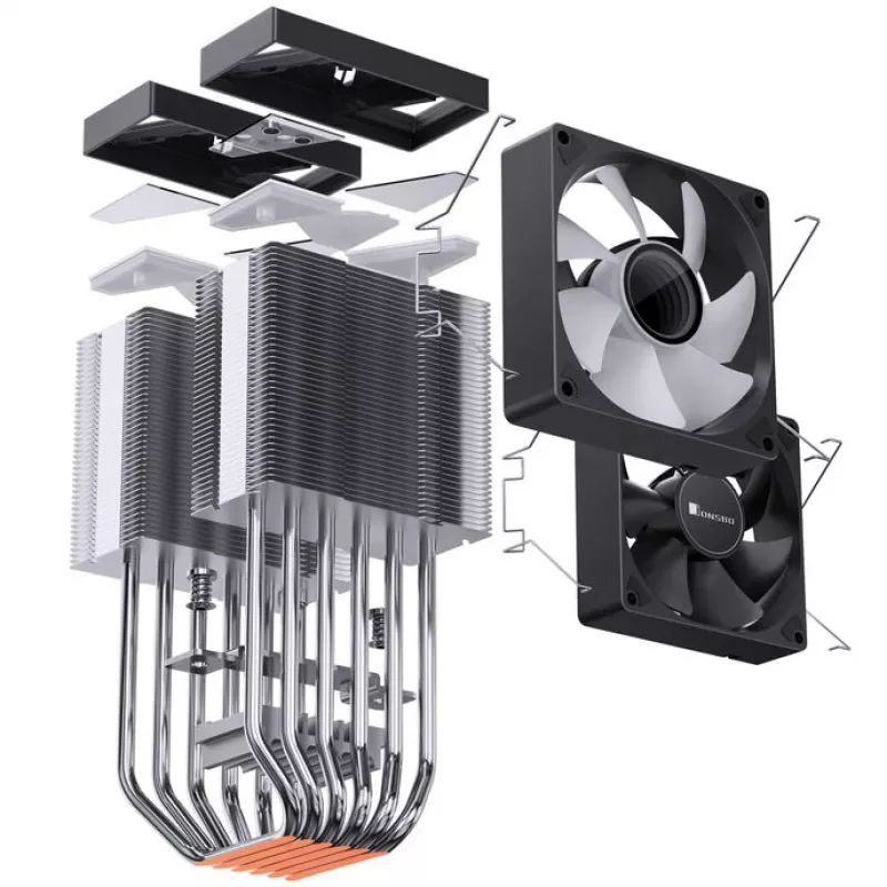 Jonsbo CR-1400 DV2 CPU-Kühler, ARGB, 2 x 92 mm, Schwarz