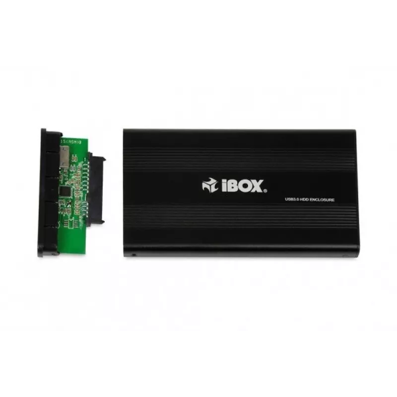 iBOX HD-02 externes Gehäuse für 2,5-Zoll-SATA-Laufwerke, USB 3.0, Aluminium, Schwarz