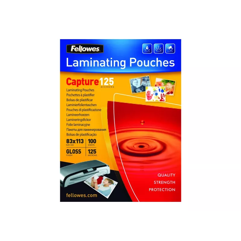 Fellowes Capture Laminiertaschen 125 Mikron, glänzend, 83 x 113 mm, 100 Stück