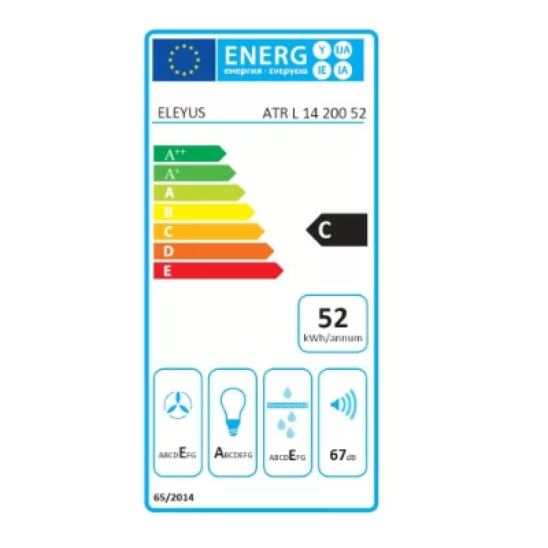 ELEYUS HOOD ATR L 14 200 52 BL Unterbau Schwarz 52 cm 424 m³/h