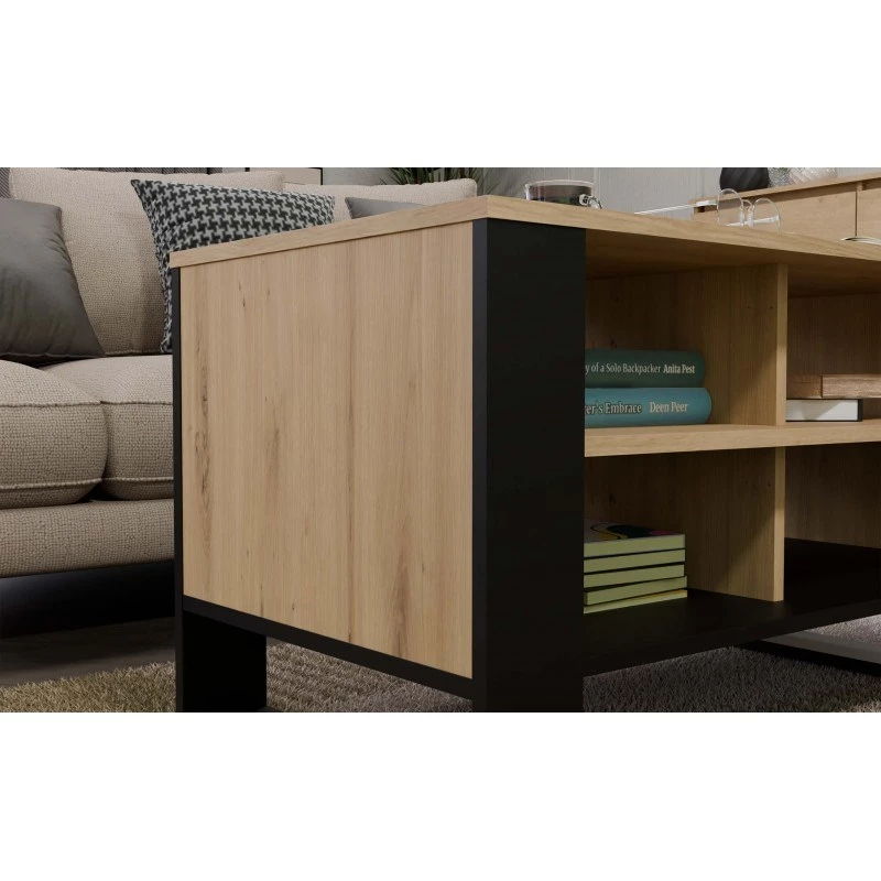 Couchtisch top e shop Topeshop STOLIK KAWOWY ŁAWA MODERN 4P Dąb Artisan Czern