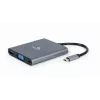 Gembird A-CM-COMBO6-01 USB-C 6-in-1 Multiport-Adapter, USB 3.1 Gen 1, HDMI 4K, VGA, PD 60 W, SD/microSD-Kartenleser, 3,5-mm-Audio, grau