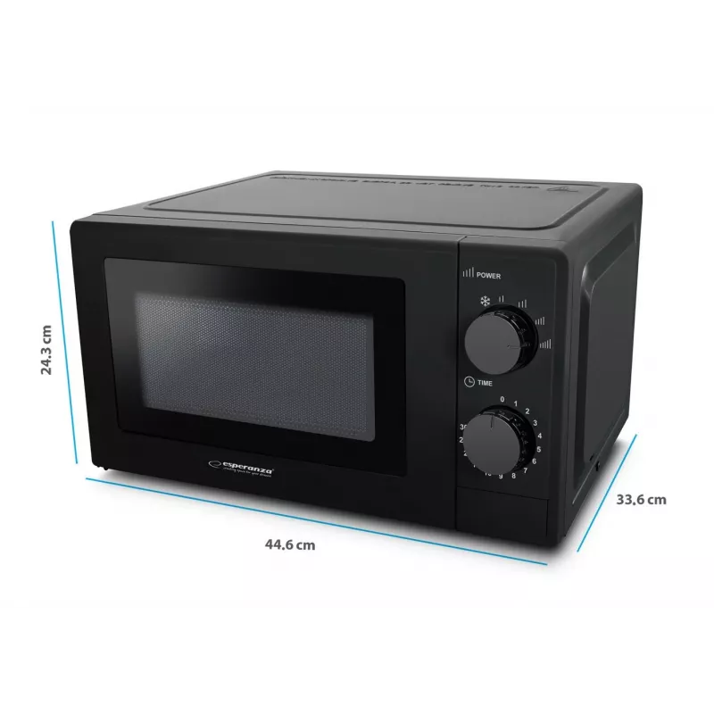 Esperanza ESTOFADO EKO011K Solo-Mikrowelle, Standgerät, 20 l, 700 W, 5 Leistungsstufen, 24,5 cm Drehteller, Schwarz