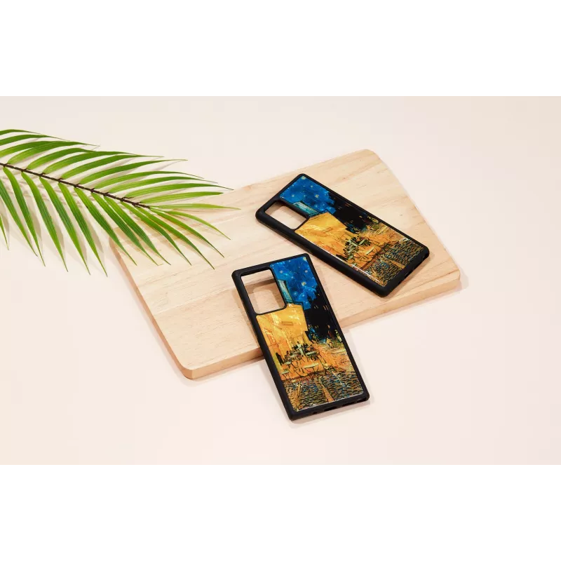 Handyhülle iKins für Samsung Galaxy Note 20 Ultra — schwarz, Café-Terrassen-Design