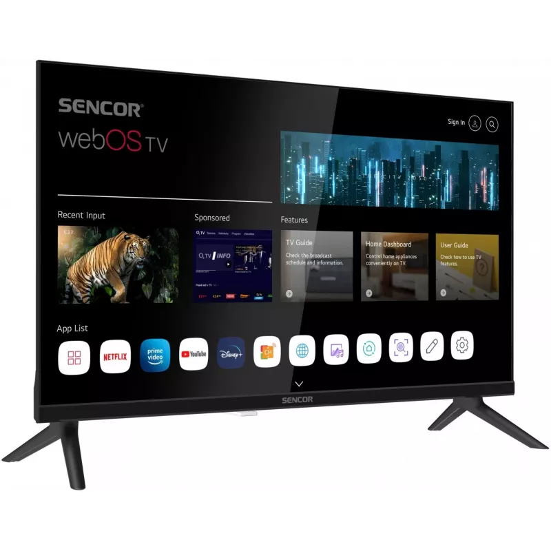 24 Zoll LED Smart Display Fernseher SENCOR SLE 24S830MB — HD-Auflösung, Energieeffizienzklasse E