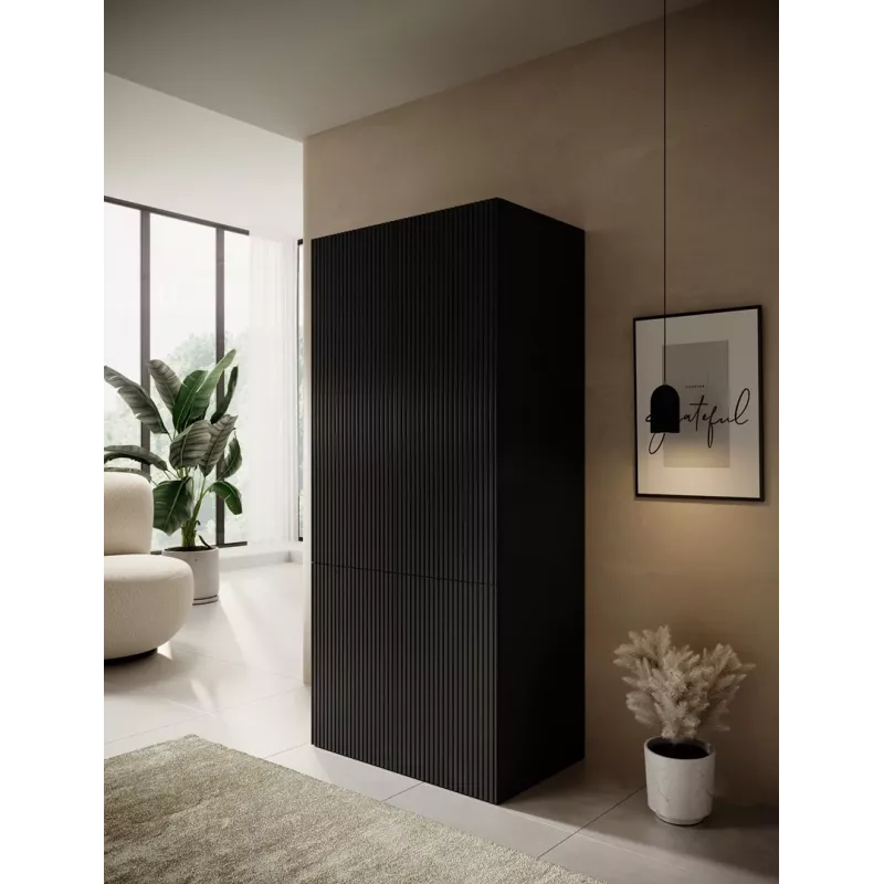 Kleiderschrank cama meble PAFOS 2D 90×55,5×198,5 cm Schwarz matt — 2 Einlegeböden