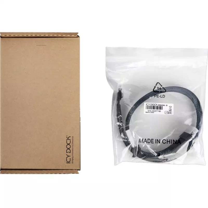 ICY DOCK MB406L-B SlimSAS 8i SFF-8654 auf SlimSAS 8i SFF-8654 Kabel, 0,5 m, Schwarz
