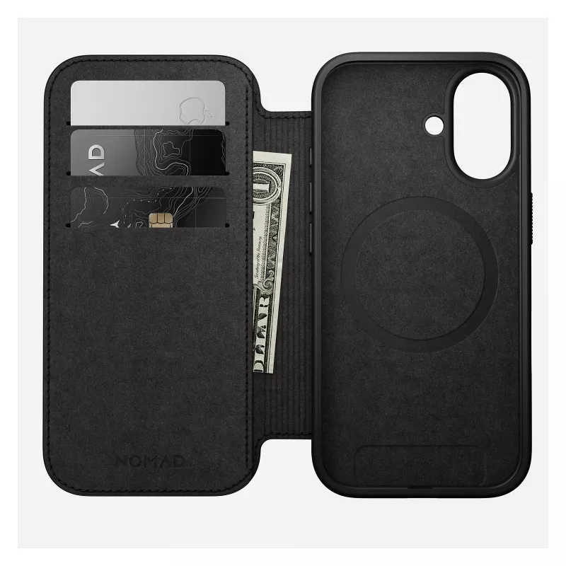 Folio-Handyhülle Nomad Modern Leather Folio für Apple, geeignet für Bildschirme bis 16 cm (6,3 Zoll), Schwarz