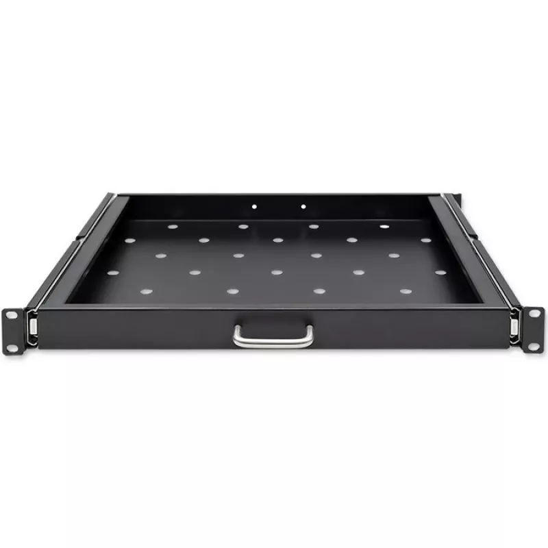 Qoltec 54509 Schiebeboden aus Stahl für Rack, 600x600, Schwarz