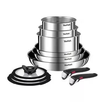 Topfset Tefal Ingenio Emotion L897SB74 — 11-teilig, stapelbar, antihaftbeschichtet, Edelstahl, ofenfest, Thermo-Spot