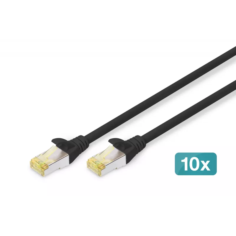 Digitus DK-1644-A-050-BL-10 CAT 6A S/FTP Patchkabel 5 m, Schwarz, 10er-Pack