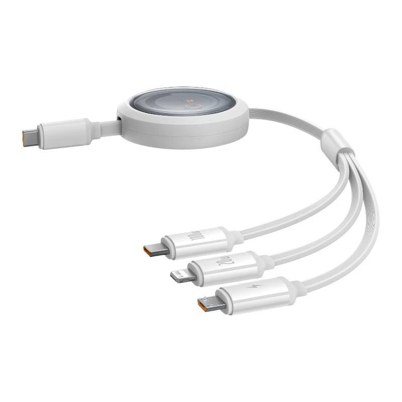 Schnellladekabel 3in1 Baseus Free2Draw USB-C auf USB-C/Lightning/Micro 100W, 1,1m (weiß)
