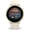 Garmin vívoactive 6 Smartwatch 42 mm, 1,2" AMOLED 390 x 390, Touchscreen, GPS, WLAN, 8 GB, Aluminiumgehäuse Lunar Gold, Silikonarmband Bone