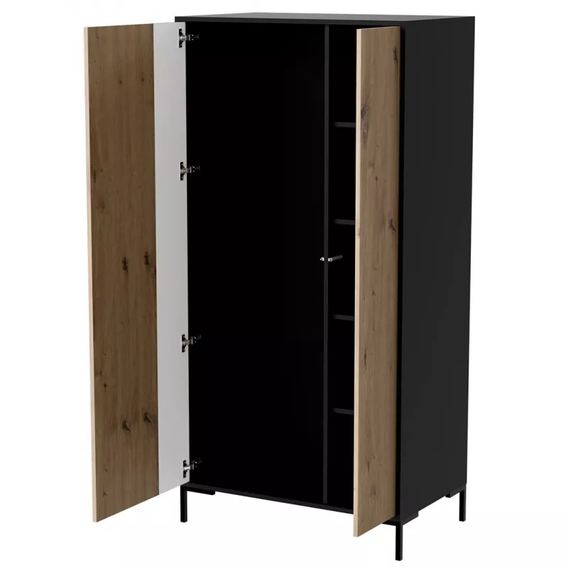 Wardrobe cama meble Cama v, schwarzer Rahmen, 4 Regale, 900×550×1840 mm