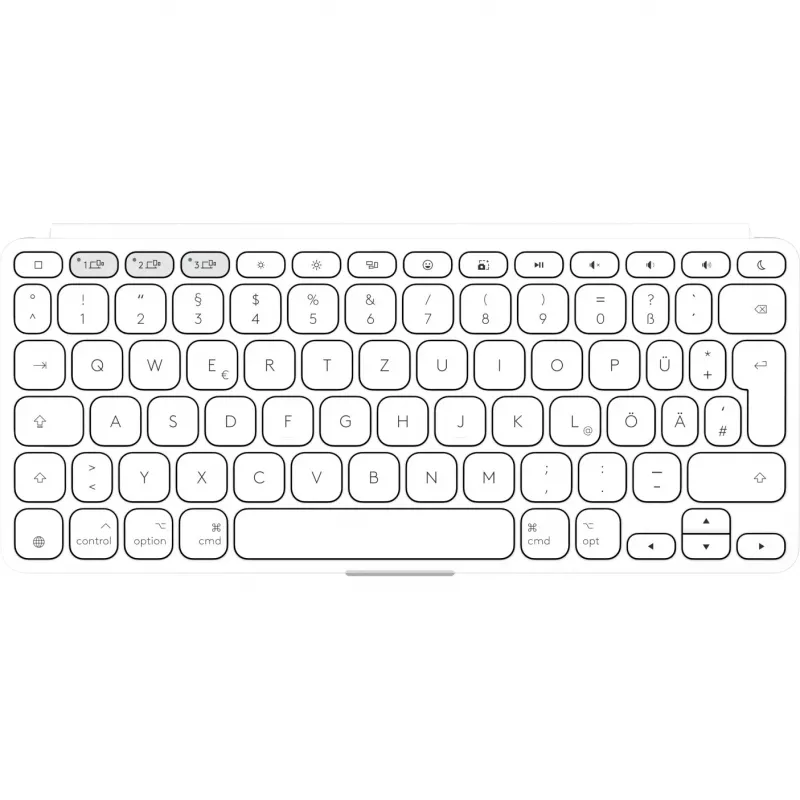 Logitech Keys-To-Go 2 kabellose Tastatur für iPad, iPhone, Mac und Apple TV, deutsches Layout, Hellgrau