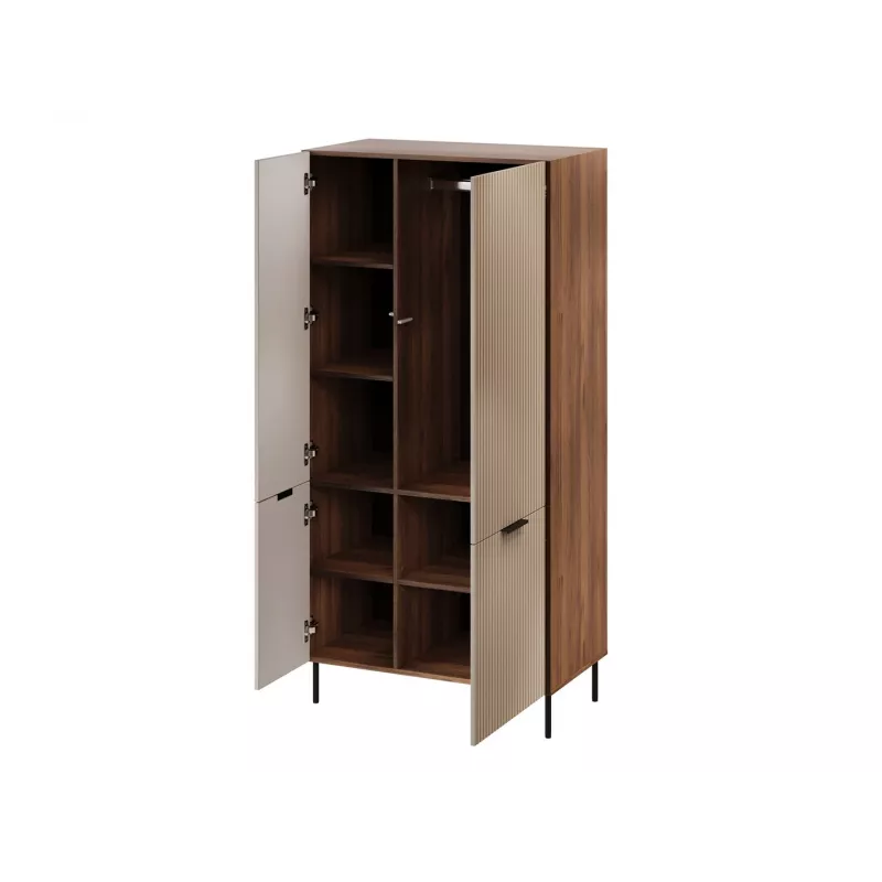 Kleiderschrank Cama Meble ALMERA Cama 5 90x52x185 cm, Walnuss-Rahmen, Kaschmir-Türen, 6 Einlegeböden